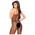 Penthouse Drop-Dead - mono de malla con rayas, sexy y abierto (negro)