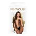 Penthouse Drop-Dead - mono de malla con rayas, sexy y abierto (negro)