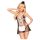 Penthouse Teaser - Conjunto de 3 piezas de mucama (blanco y negro) - L/XL