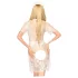 Conjunto Seducción Ática - vestido de encaje, tanga y accesorio para el cabello (blanco) - L/XL