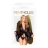 Penthouse Poder Hipnótico - bata corta de encaje y tanga (negro) - XL