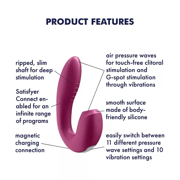 Satisfyer Sunray - vibrador 2 en 1 ondas de aire recargable rojo