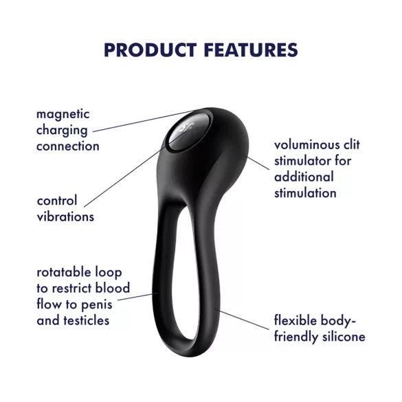 Satisfyer Majestic Duo - anillo para pene recargable e impermeable - negro