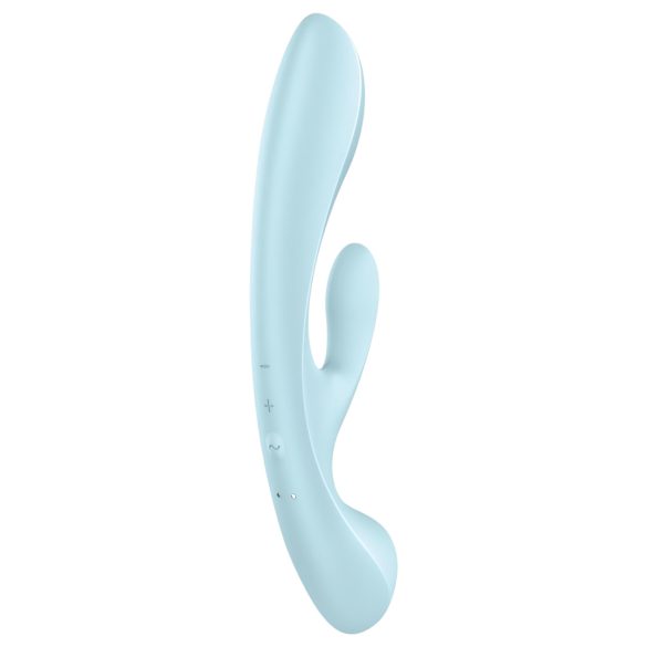 Satisfyer Triple Oh - vibrador recargable con estimulador de clítoris - azul
