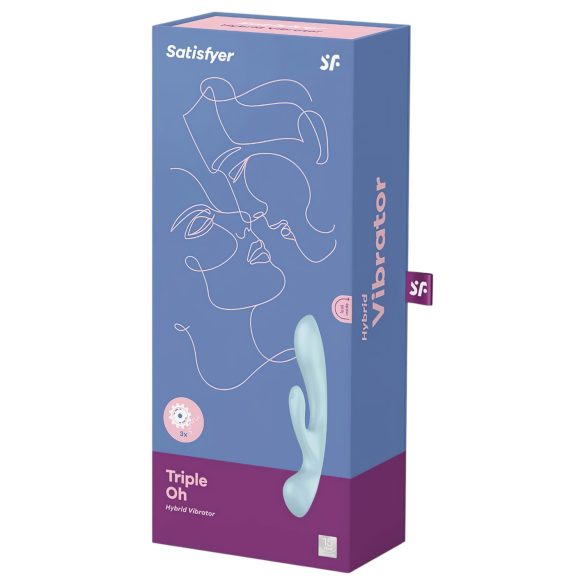 Satisfyer Triple Oh - vibrador recargable con estimulador de clítoris - azul