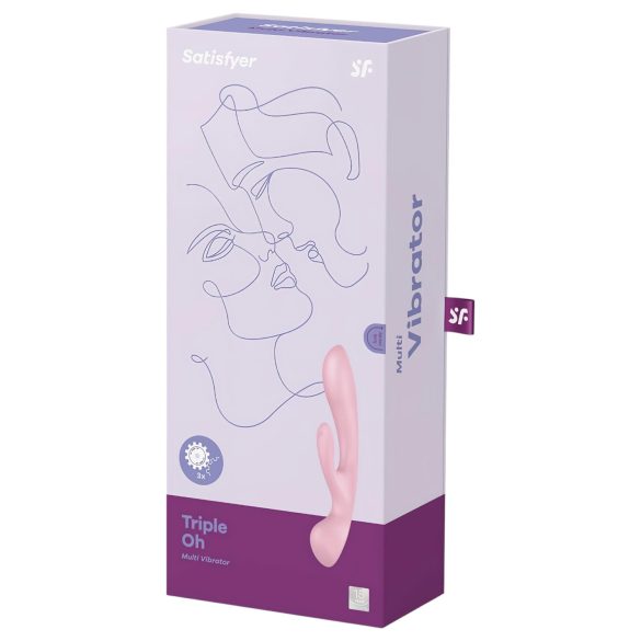 Satisfyer Triple Oh - vibrador recargable con brazo para clítoris - rosa