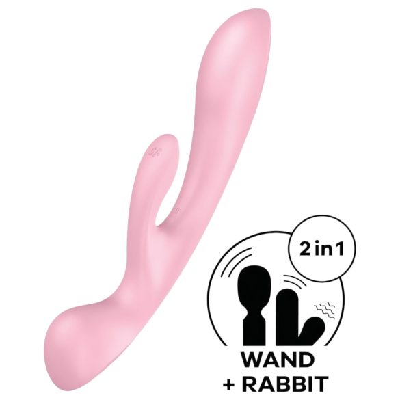 Satisfyer Triple Oh - vibrador recargable con brazo para clítoris - rosa