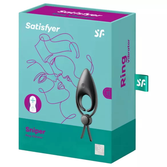 Satisfyer Sniper - anillo vibrador para pene recargable - silicona negra
