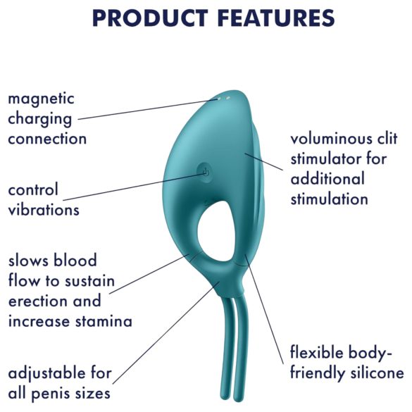 Satisfyer Swordsman - anillo vibrador para pene recargable - silicona verde