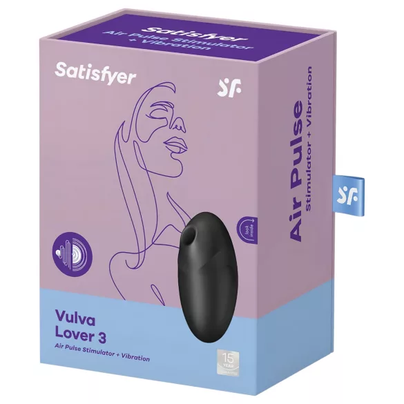 Satisfyer Vulva Lover 3 - succionador de clítoris con ondas de aire - negro