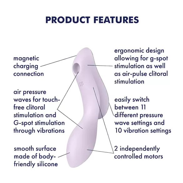 Satisfyer Curvy Trinity 2 - vibrador 2 en 1 de ondas de aire (lila)