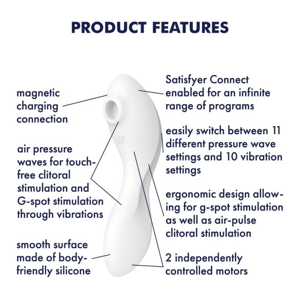 Satisfyer Curvy Trinity 5+ - vibrador 2 en 1 inteligente - blanco