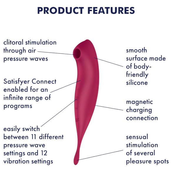 Satisfyer Twirling Pro - vibrador succionador de clítoris 2 en 1 - rojo