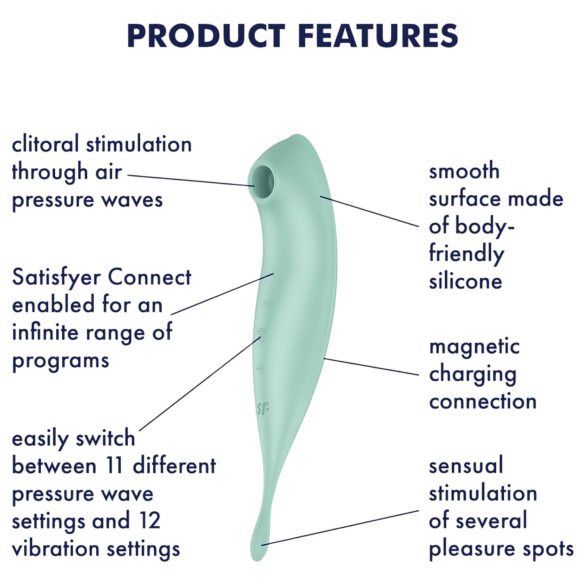 Satisfyer Twirling Pro - succionador y vibrador de clítoris 2 en 1 - color menta
