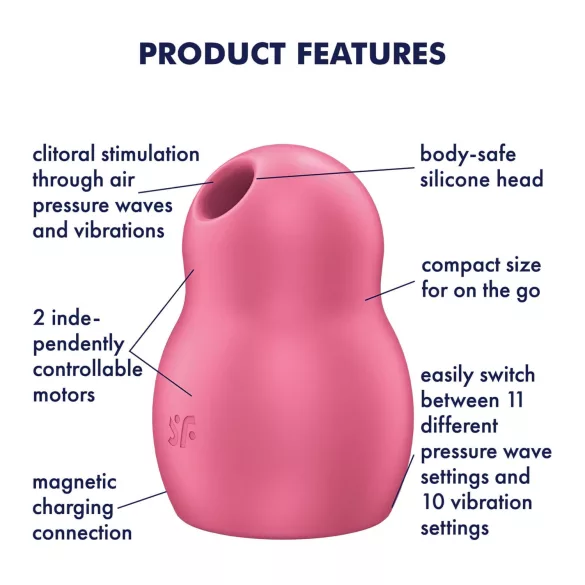 Satisfyer Pro To Go 1 - succionador de clítoris recargable ondas de aire - rojo