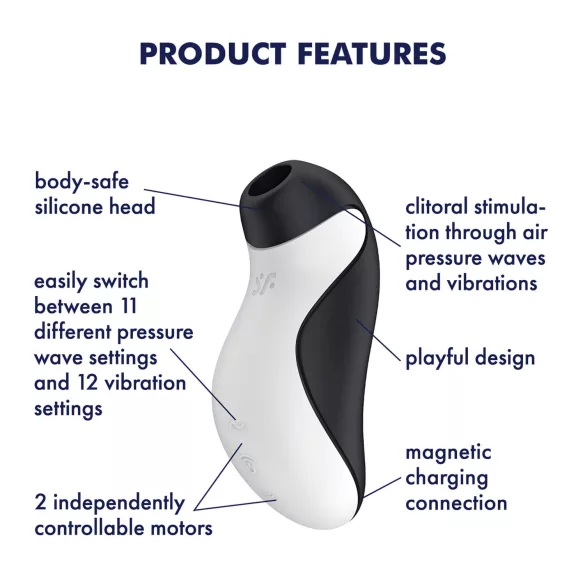Satisfyer Orca - estimulador de clítoris de ondas de aire impermeable (blanco y negro)