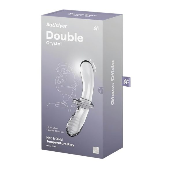 Satisfyer Double Crystal - dildo doble de vidrio - transparente