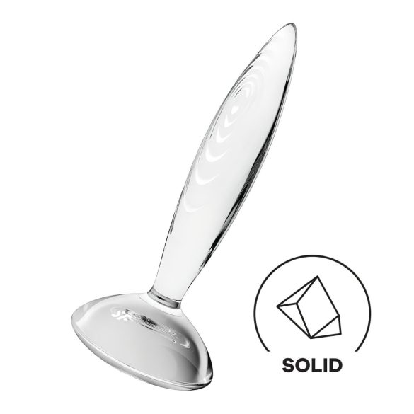 Satisfyer Sparkling Crystal - dildo de cristal estriado (transparente)