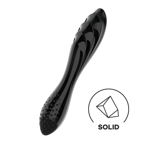Satisfyer Dazzling Crystal 1 - doble dildo de vidrio (negro)