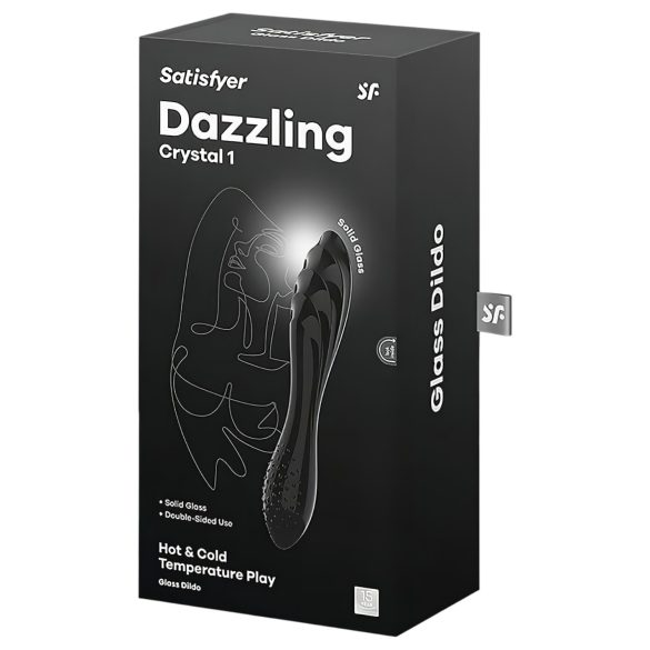Satisfyer Dazzling Crystal 1 - dildo doble vidrio - negro