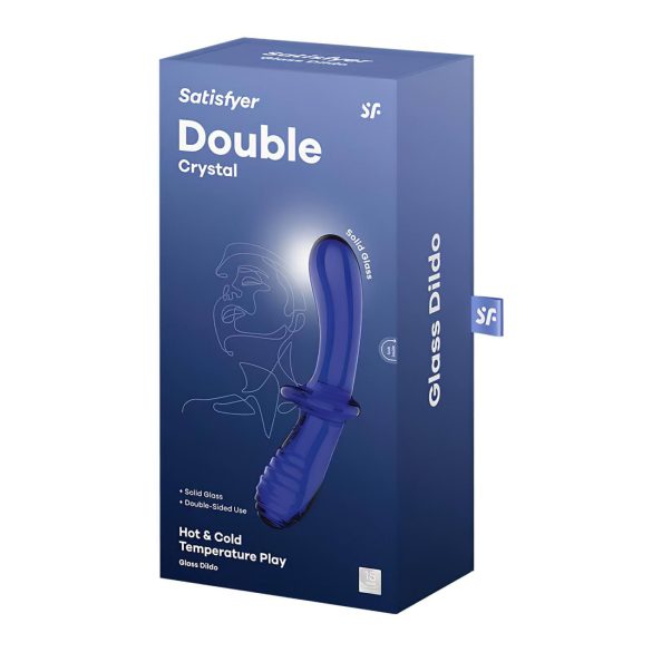Satisfyer Double Crystal - Dildo doble terminado - vidrio - azul