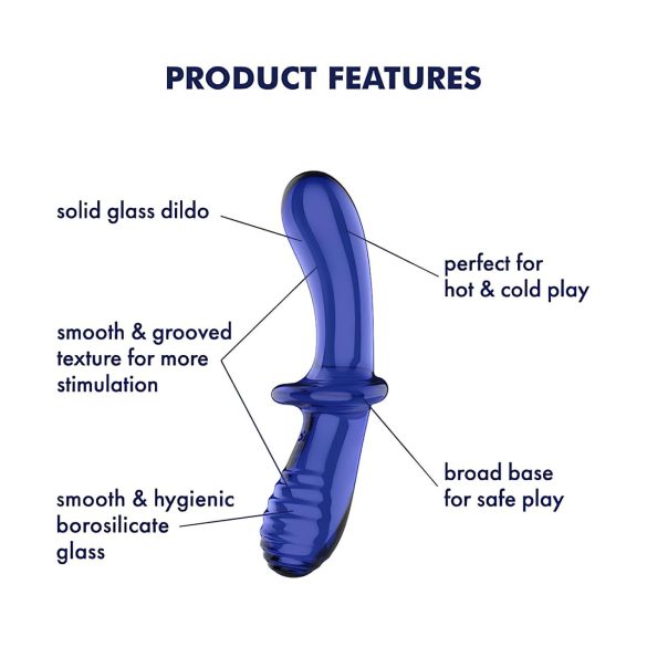 Satisfyer Double Crystal - Dildo doble terminado - vidrio - azul