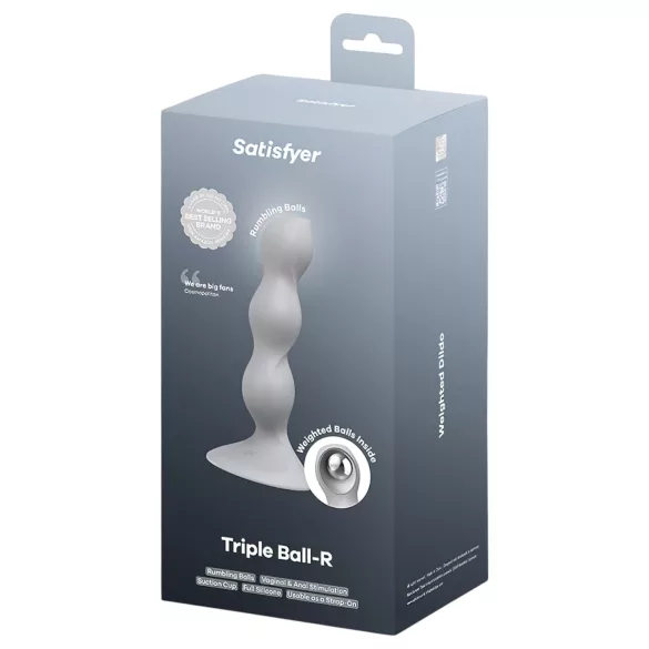 Satisfyer - Dildo con bolas - Superficie texturizada - Silicona gris
