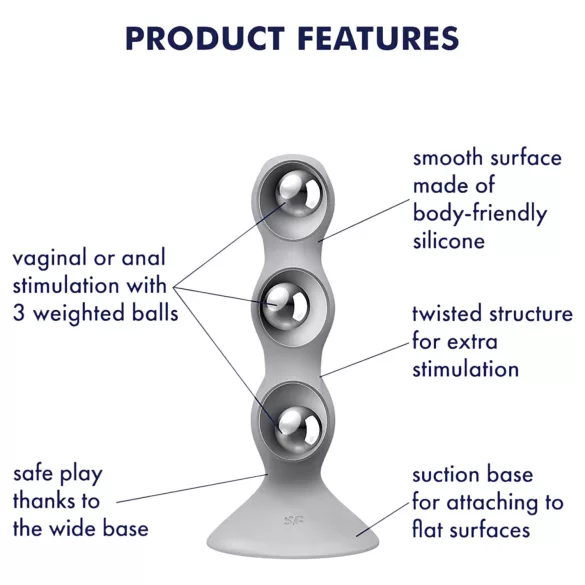Satisfyer - Dildo con bolas - Superficie texturizada - Silicona gris