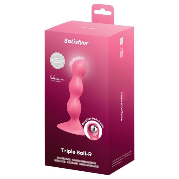 Satisfyer Triple Ball-R - plug anal vibrador con bolas - silicona rosa