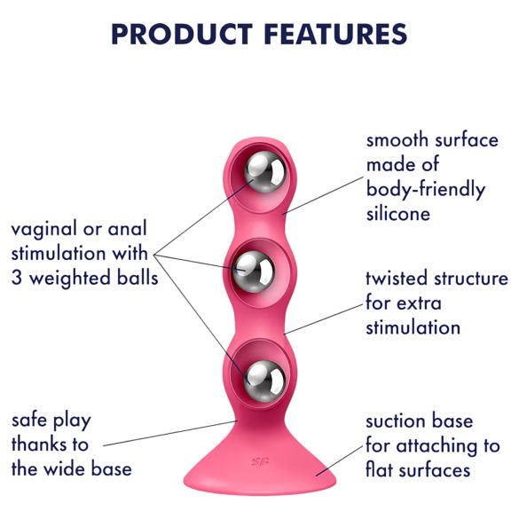 Satisfyer Triple Ball-R - plug anal vibrador con bolas - silicona rosa