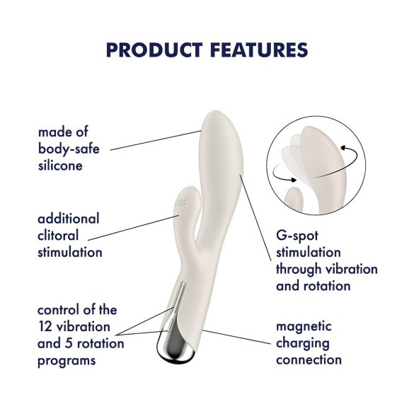 Satisfyer - Vibrador con estimulador de clítoris rotatorio - silicona beige