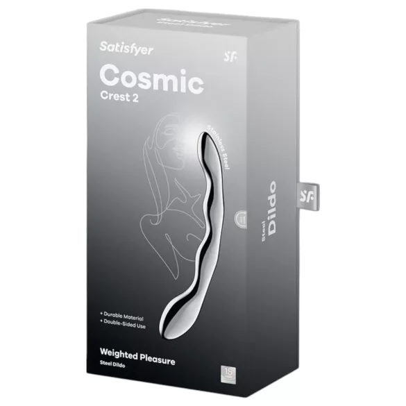 Satisfyer Cosmic Crest 2 - consolador metálico curvado - acero plateado