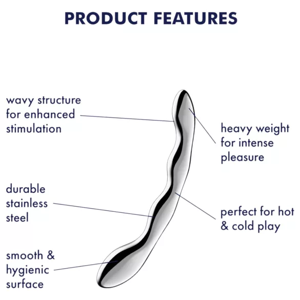 Satisfyer Cosmic Crest 2 - consolador metálico curvado - acero plateado