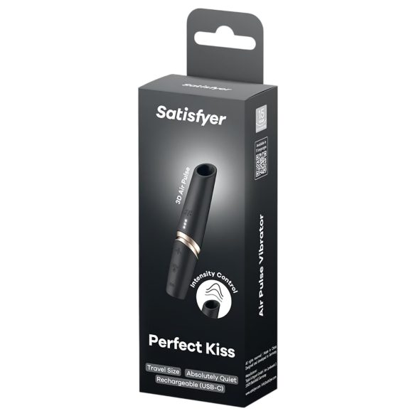 Satisfyer Perfect Kiss - vibrador en forma de pintalabios - silicona negra