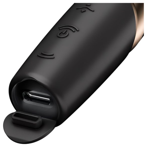 Satisfyer Perfect Kiss - vibrador en forma de pintalabios - silicona negra