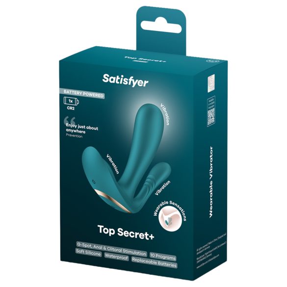Satisfyer Top Secret+ - vibrador portátil triple estimulación silicona verde