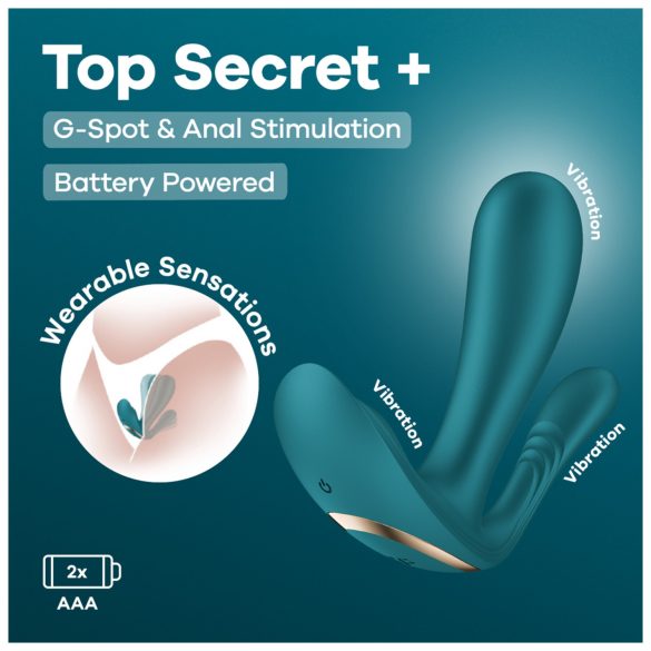 Satisfyer Top Secret+ - vibrador portátil triple estimulación silicona verde
