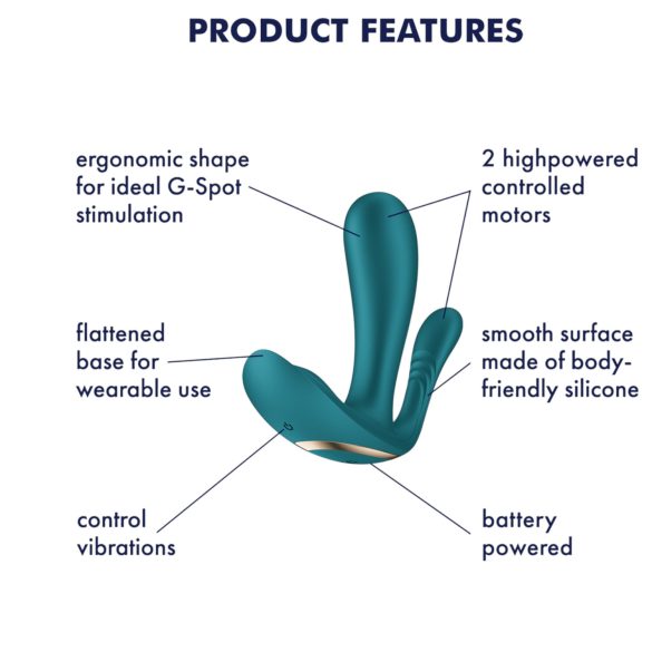 Satisfyer Top Secret+ - vibrador portátil triple estimulación silicona verde