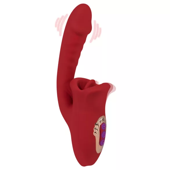 EIS Passion Lips - Vibrador punto G con función de lengua - silicona roja