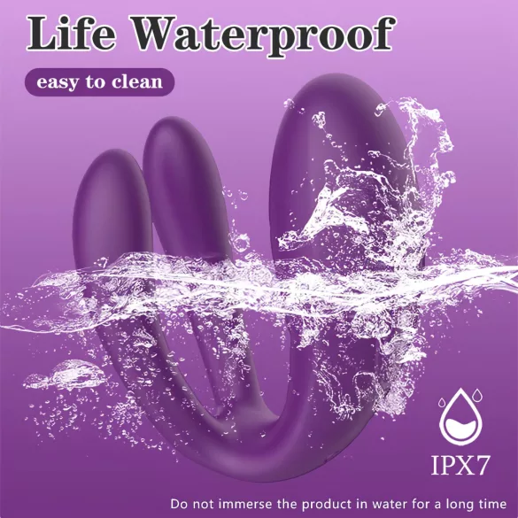 Mrow - vibrador para parejas recargable impermeable 3 motores silicona lila