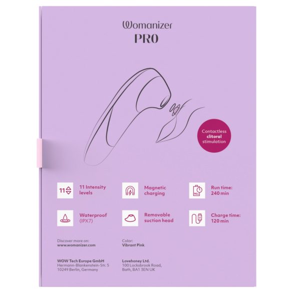 Womanizer Pro - succionador de clítoris con ondas de aire - rosa