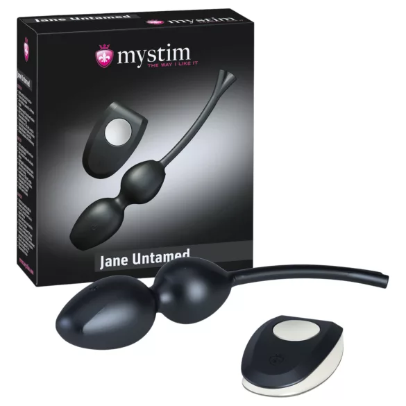 Mystim Jane Untamed - bolas chinas vibradoras dúo - silicona negra