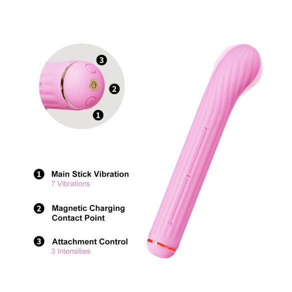 Magic Stick - vibrador de cabezales intercambiables (rosa)