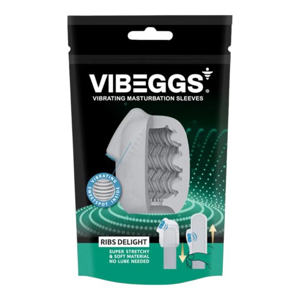 VIBEGGS Ribs Delight - masturbador vibrador tipo huevo - blanco