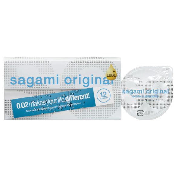 Sagami Original 0.02 - condón extra lubricado - 55mm (12 uds)