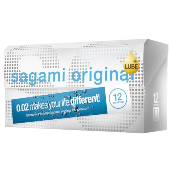 Sagami Original 0.02 - preservativo extra lubricado - 55mm - 12 unidades