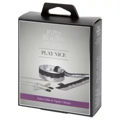   Fifty Shades of Grey - pinzas para pezones con collar - metal plateado