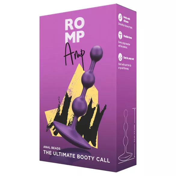 ROMP Amp - consolador anal con cuentas - silicona - lila
