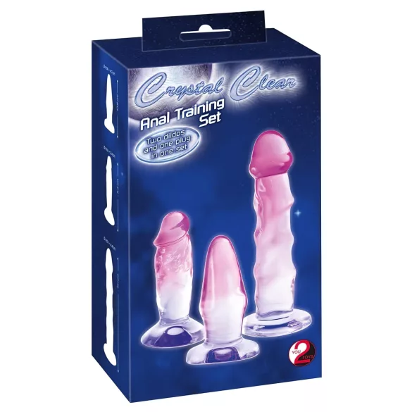 Crystal Clear - kit de entrenamiento anal - 3 piezas - transparente y rosa