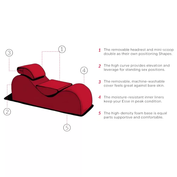 Liberator Esse Lounger - sillón tantra ajustable 3 piezas - rojo